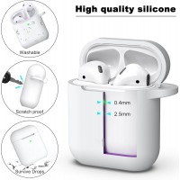 APods Silicone Protective Case with Keychain-White