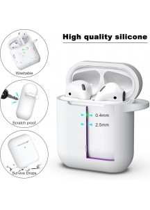 APods Silicone Protective Case with Keychain-White