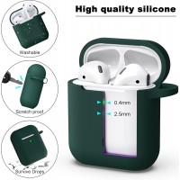APods Silicone Protective Case with Keychain-Black Green