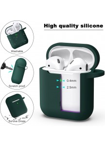 APods Silicone Protective Case with Keychain-Black Green