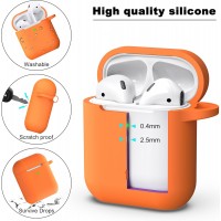 APods Silicone Protective Case with Keychain-Orange