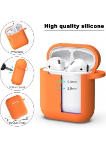 APods Silicone Protective Case with Keychain-Orange