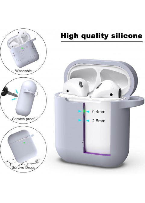 APods Silicone Protective Case with Keychain-Pebble