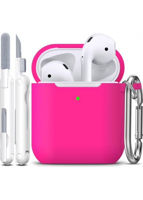 APods Silicone Protective Case with Keychain-Rose Pink