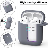 APods Silicone Protective Case with Keychain-Dark Grey