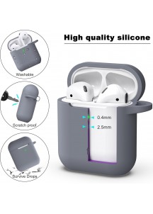 APods Silicone Protective Case with Keychain-Dark Grey