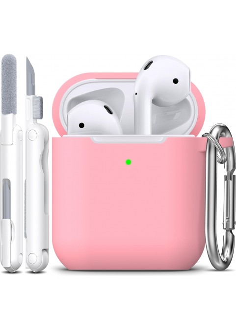 APods Silicone Protective Case with Keychain-Pink