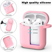 APods Silicone Protective Case with Keychain-Pink