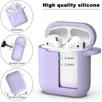 APods Silicone Protective Case with Keychain-Pink Purple