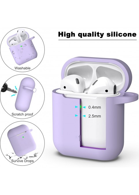 APods Silicone Protective Case with Keychain-Pink Purple