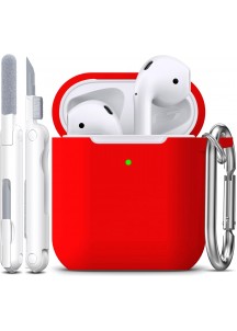 APods Silicone Protective Case with Keychain-Red