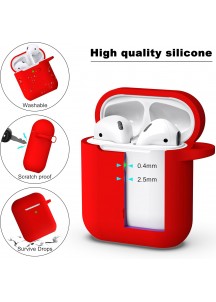 APods Silicone Protective Case with Keychain-Red