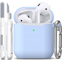APods Silicone Protective Case with Keychain-Sky Blue