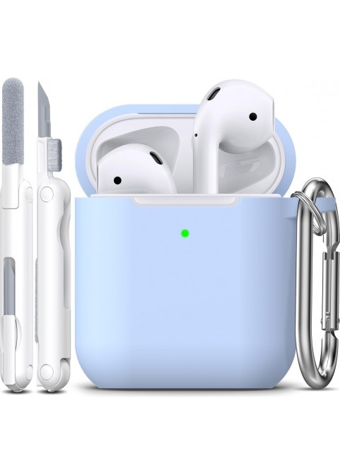 APods Silicone Protective Case with Keychain-Sky Blue