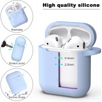 APods Silicone Protective Case with Keychain-Sky Blue