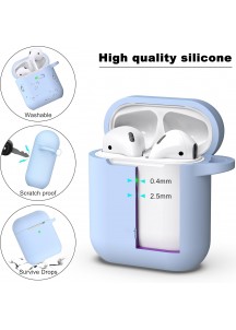 APods Silicone Protective Case with Keychain-Sky Blue