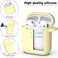 APods Silicone Protective Case with Keychain-Cream Yellow
