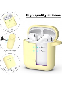 APods Silicone Protective Case with Keychain-Cream Yellow