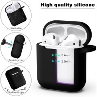 APods Silicone Protective Case with Keychain-Black