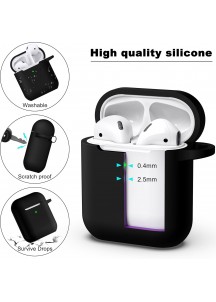 APods Silicone Protective Case with Keychain-Black