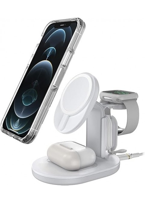 3-in-1 Wireless Charging Station 2.0 for M*Safe - White